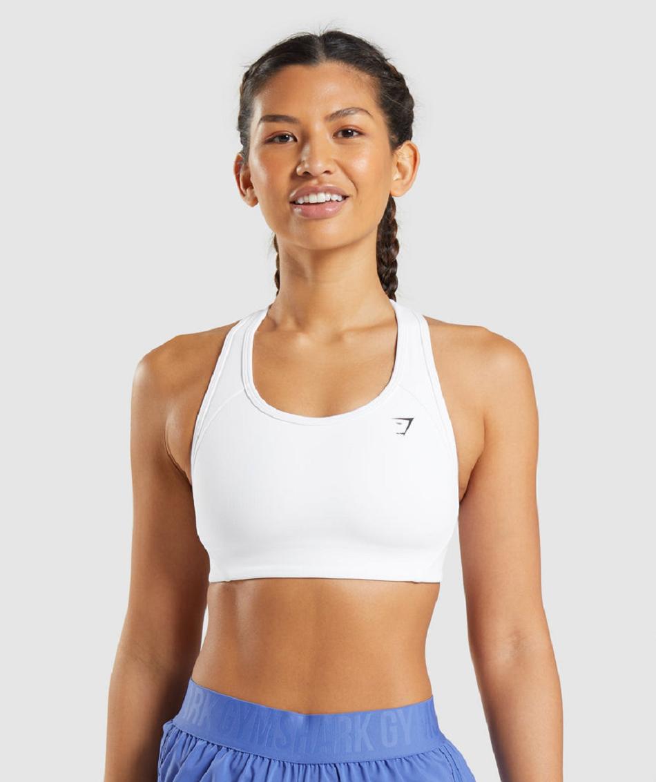 Sujetadores Deportivos Gymshark Essential Racer Back Mujer Blancas | CO 2136ZUT